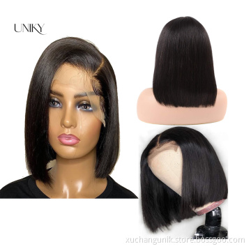 Peruvian Natural Human Hair Wigs Short Bob Cut Straight Virgin Single Donor Raw Human Hair Peruvian 13x4 Lace Frontal Bob Wig